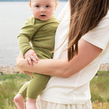 Baby Cotton Leggings - Grass Melange 