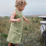 Cotton Sleeveless Dress - Grass Melange