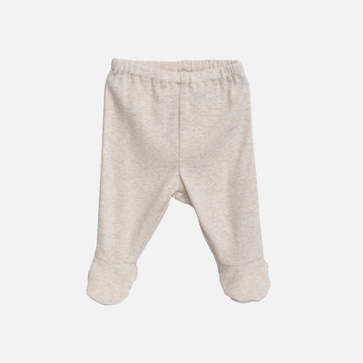 Baby Cotton Newborn Footed Pants - Shell Melange