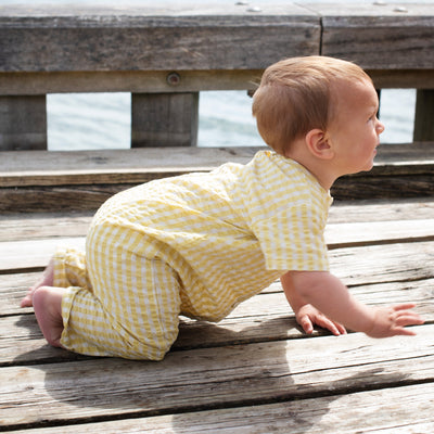 Baby Cotton Crinkle Suit - Lemon Check