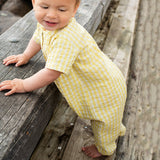 Baby Cotton Crinkle Suit - Lemon Check