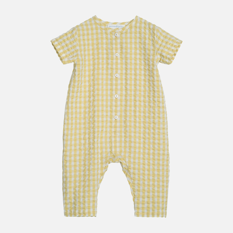 Baby Cotton Crinkle Suit - Lemon Check