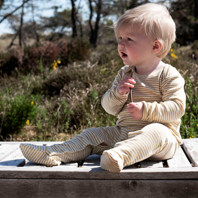 Baby Cotton Babysuit - Chamomile/Off White