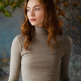 Womens Cotton Turtleneck - Taupe