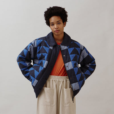 Women's Cotton Patchwork Nelly Jacket - Indigo Mix