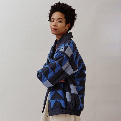 Women's Cotton Patchwork Nelly Jacket - Indigo Mix