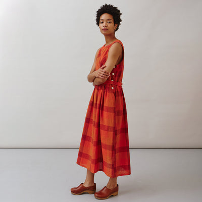 Women's Cotton/Linen Frankie Dress - Red Check