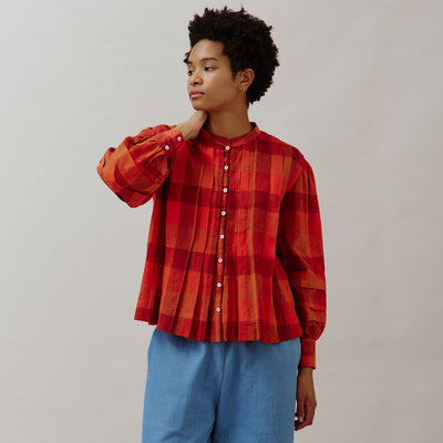 Women's Cotton/Linen Wilf Shirt - Red Check