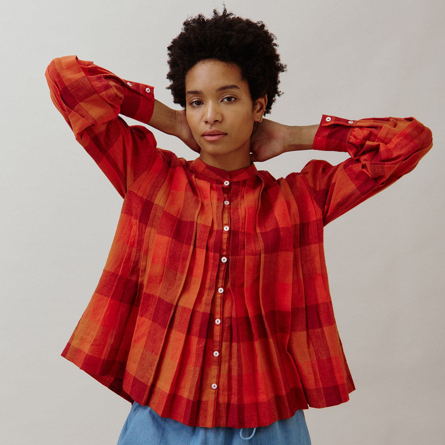 Women's Cotton/Linen Wilf Shirt - Red Check – MamaOwl