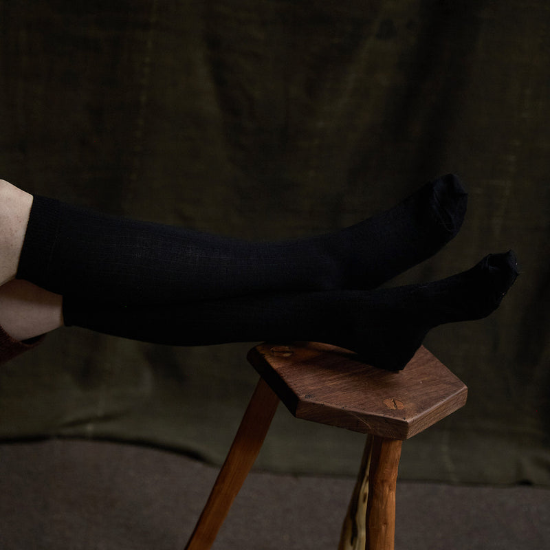 Adults Weaver Knee High Socks - Wool - Coal