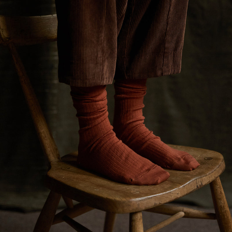 Adults Weaver Knee High Socks - Wool - Rust