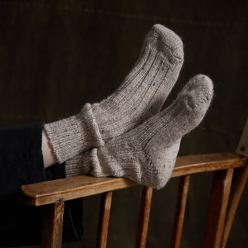 Adults Wool Tweed Socks - Oat