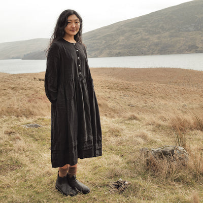 Ash Women's Dress - Linen - Black