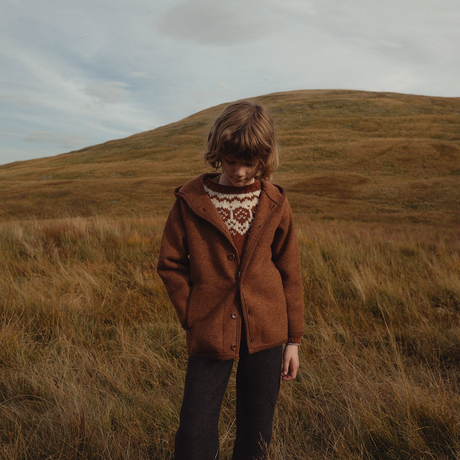 Baby/Kids' Boiled Merino Wool Jacket in brown - sizes 6 mth-10 yrs
