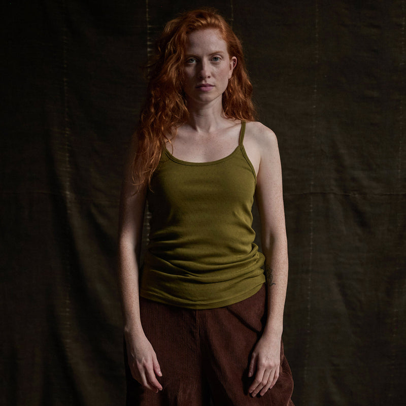 Cygnus Women's Top - Cotton Pointelle - Olive