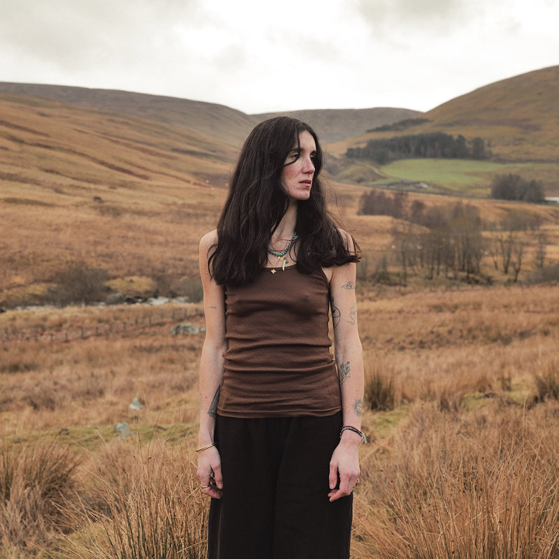 Cygnus Women's Top - Cotton Pointelle - Squirrel