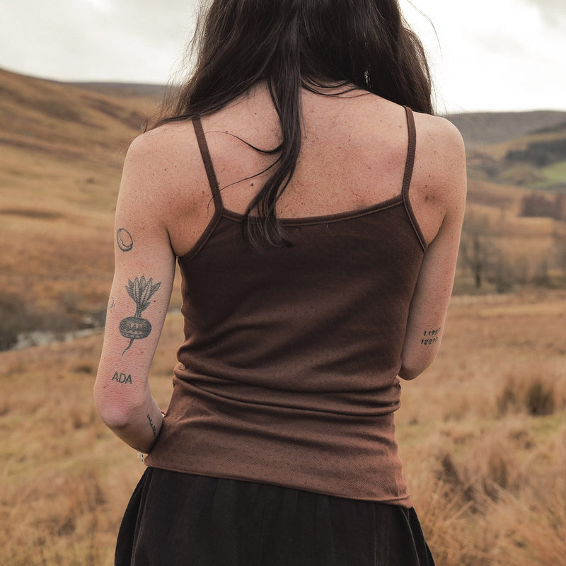 Cygnus Women's Top - Cotton Pointelle - Squirrel