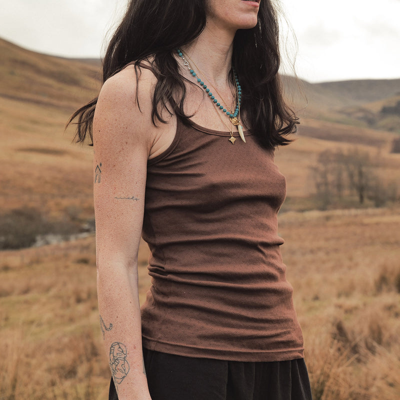 Cygnus Women's Top - Cotton Pointelle - Squirrel