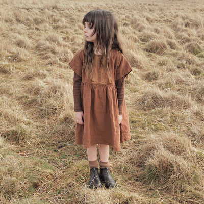 Elowan Baby & Kids Dress - Linen - Auburn