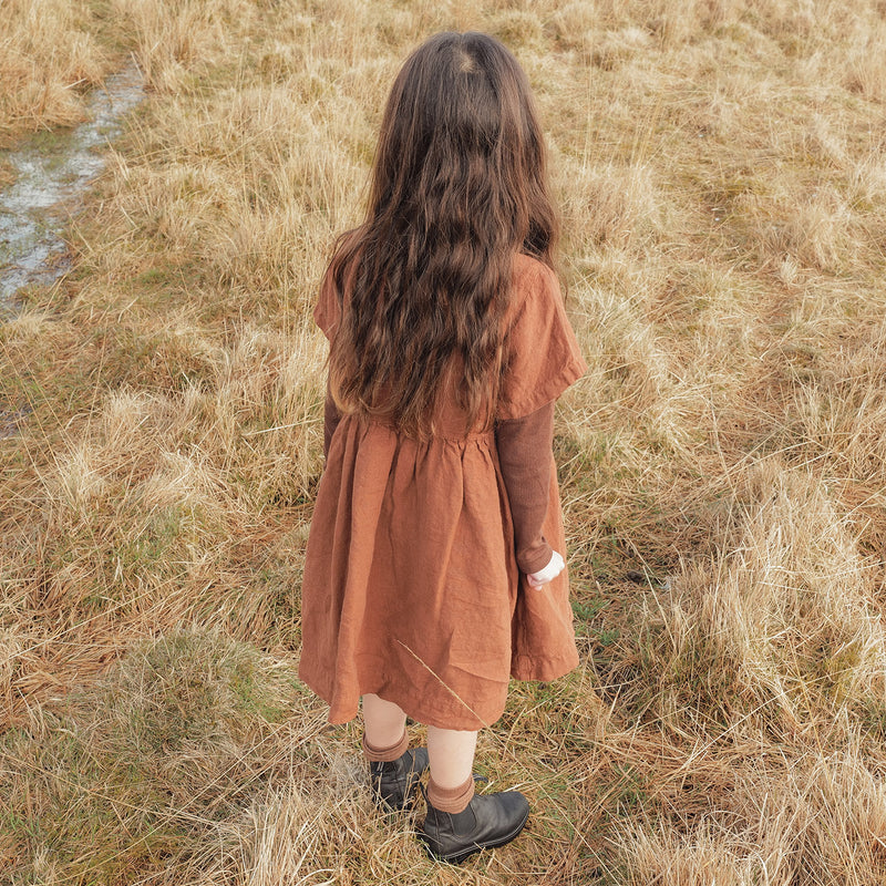 Elowan Baby & Kids Dress - Linen - Auburn