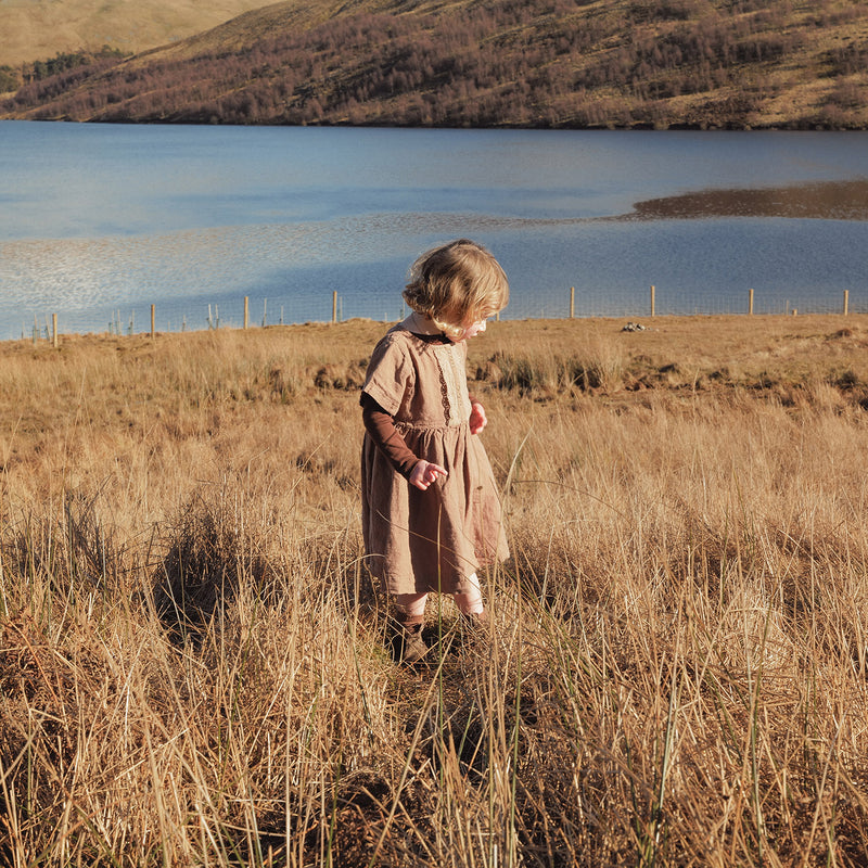 Elowan Baby & Kids Dress - Linen - Cedarwood