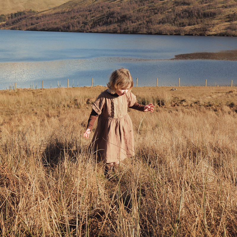 Elowan Baby & Kids Dress - Linen - Cedarwood