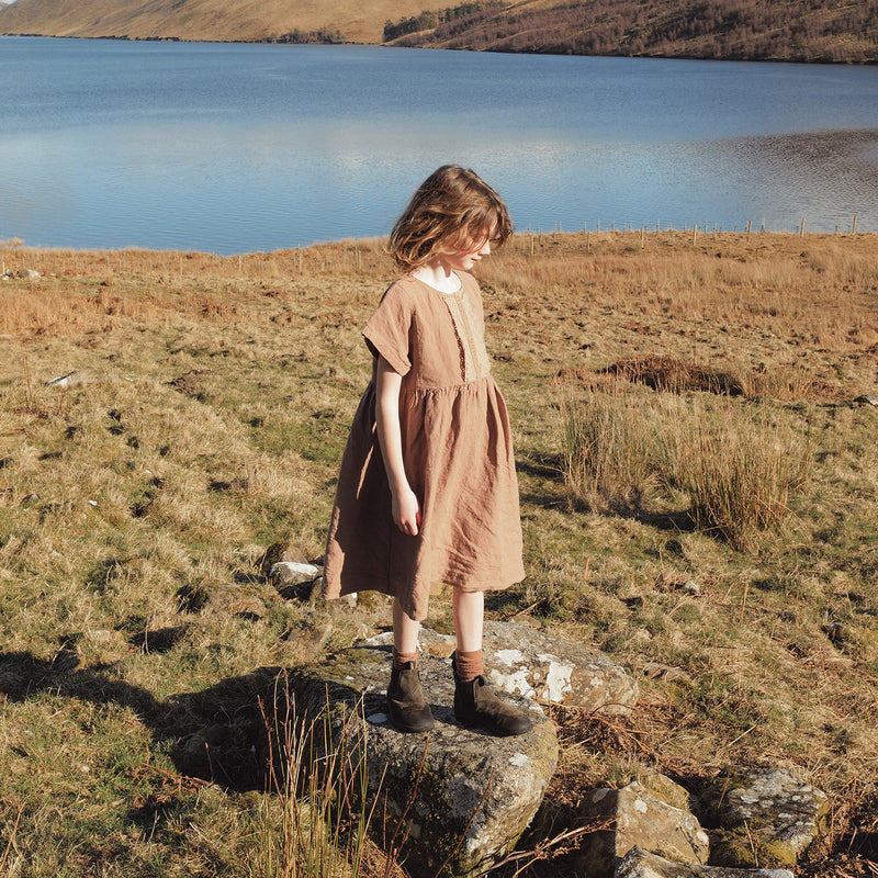 Elowan Baby & Kids Dress - Linen - Cedarwood