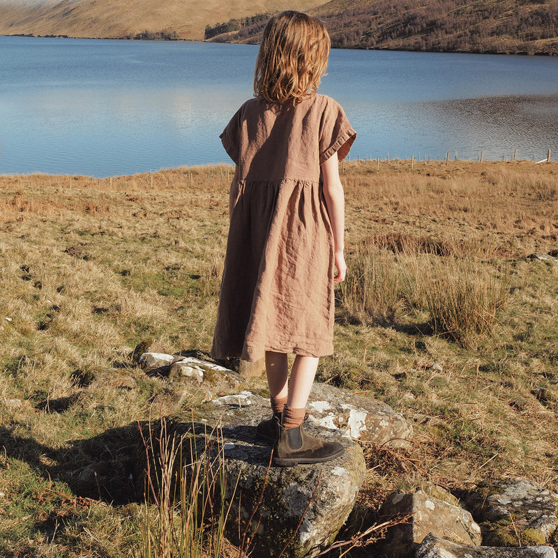 Elowan Baby & Kids Dress - Linen - Cedarwood