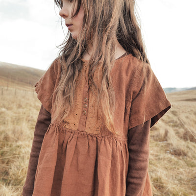Elowan Baby & Kids Dress - Linen - Auburn