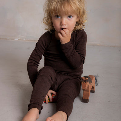 Finch Baby Leggings - Merino Wool & Silk - Cacao