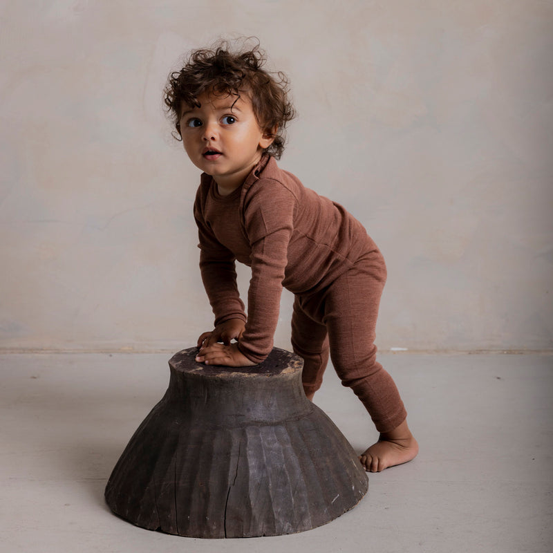 Finch Baby Leggings - Merino Wool & Silk - Russet