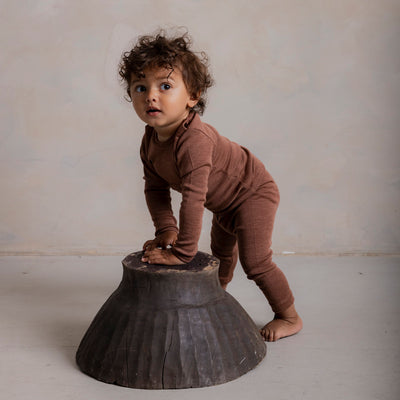 Finch Baby Leggings - Merino Wool & Silk - Russet
