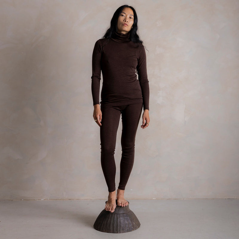 Finch Women's Leggings - Merino Wool & Silk - Cacao