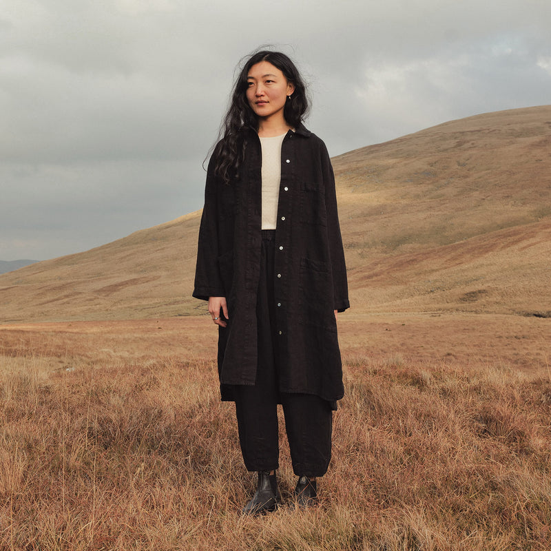 Oak Women's Dress - Linen - Black