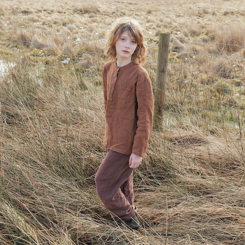 Larch Baby & Kids Shirt - Linen - Auburn