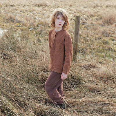 Larch Baby & Kids Shirt - Linen - Auburn
