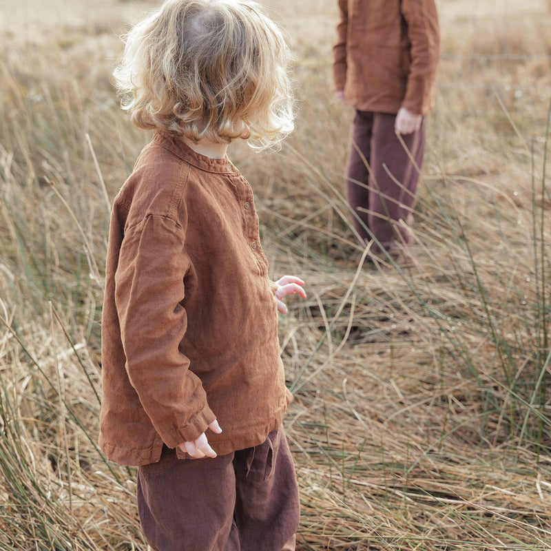 Larch Baby & Kids Shirt - Linen - Auburn