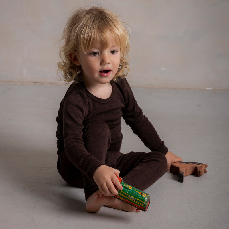 Lark Top & Finch Leggings Baby Set - Merino Wool & Silk - Cacao