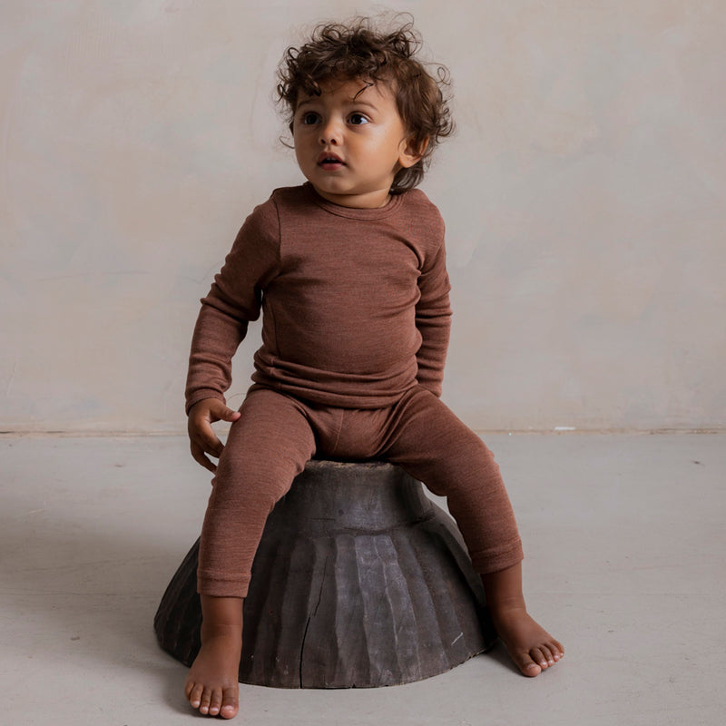 Lark Top & Finch Leggings Baby Set - Merino Wool & Silk - Russet