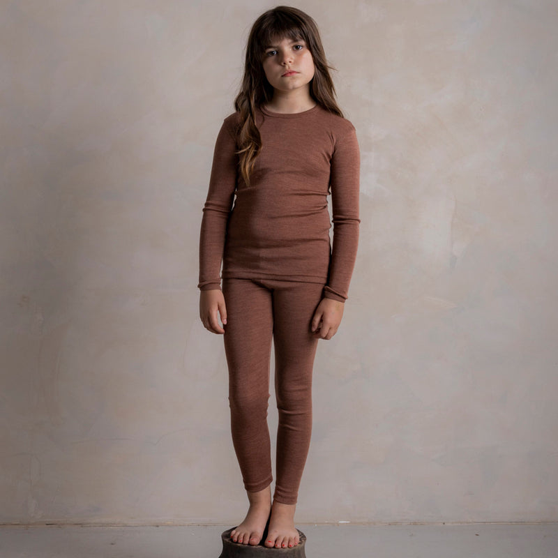 Lark Top & Finch Leggings Kids Set - Merino Wool & Silk - Russet