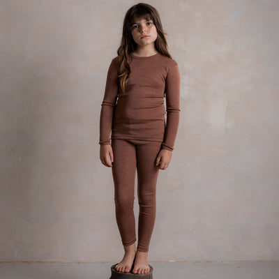 Lark Top & Finch Leggings Kids Set - Merino Wool & Silk - Russet