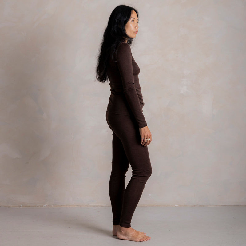 Lark Top & Finch Leggings Women’s Set - Merino Wool & Silk - Cacao