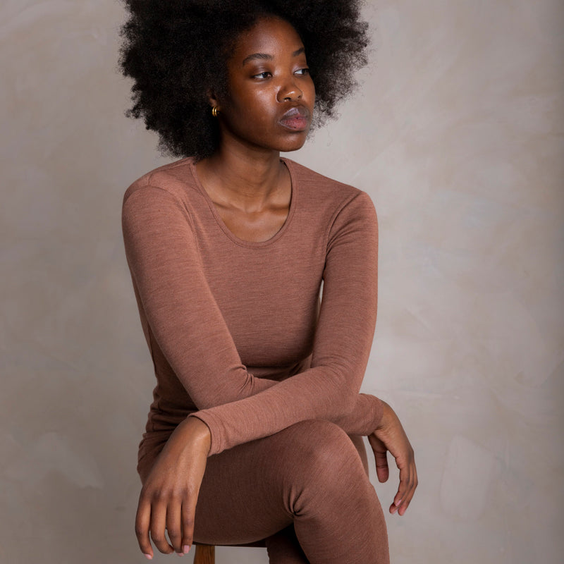 Lark Top & Finch Leggings Women’s Set - Merino Wool & Silk - Russet