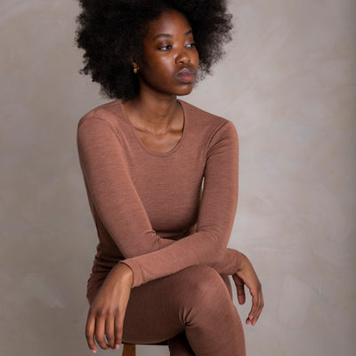 Lark Top & Finch Leggings Women’s Set - Merino Wool & Silk - Russet