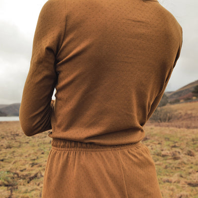 Lark Women's Top - Cotton Pointelle - Copper