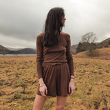 Lark Women's Top - Cotton Pointelle - Squirrel