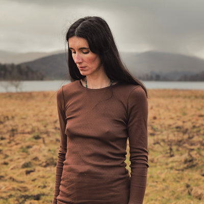 Lark Women's Top - Cotton Pointelle - Squirrel