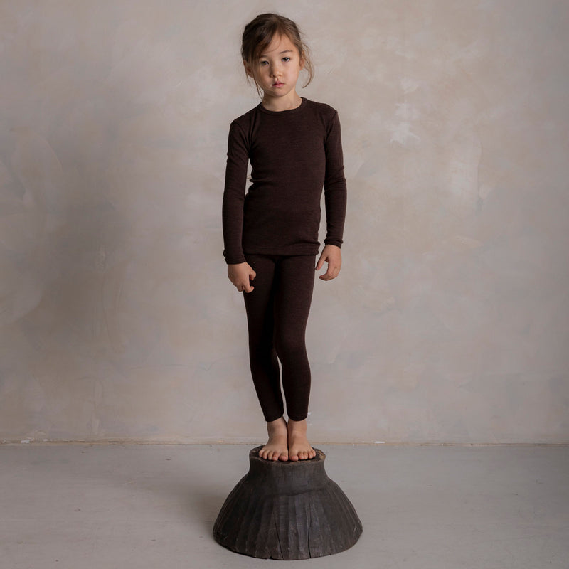Lark Top & Finch Leggings Kids Set - Merino Wool & Silk - Cacao