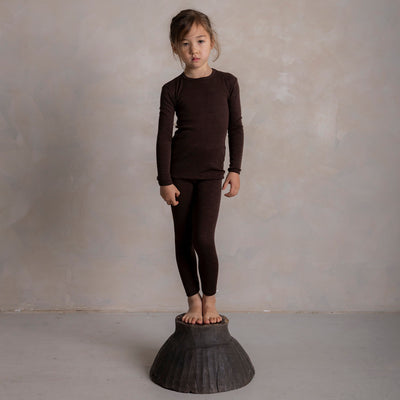 Lark Top & Finch Leggings Kids Set - Merino Wool & Silk - Cacao