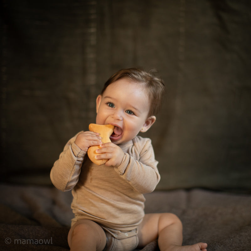 Robin Baby Body - Merino Wool & Silk - Sandstorm